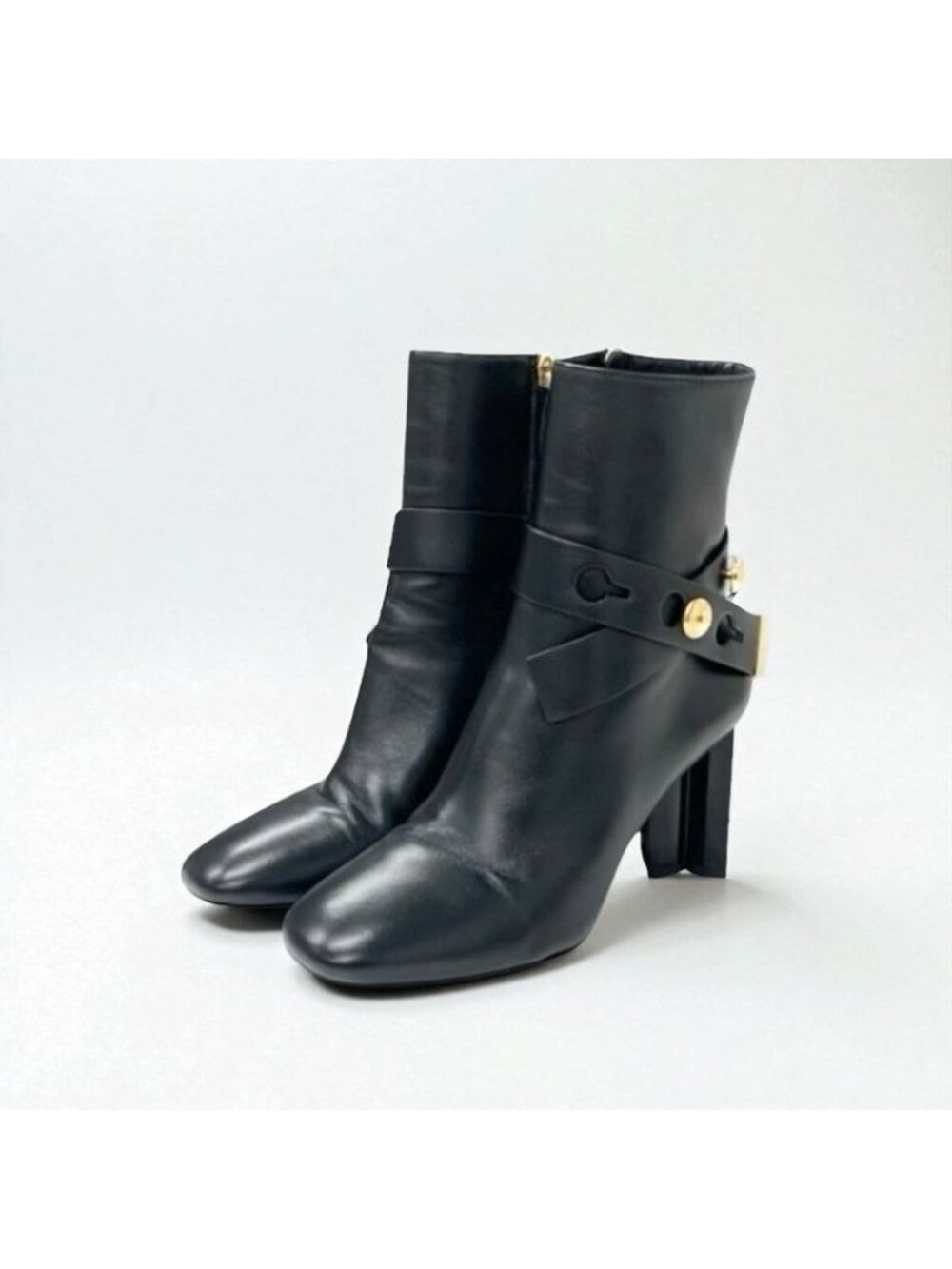 Louis Vuitton Silhouette Line Boots Short Shoes Leather Black Gold Logo - Picture 2 of 9